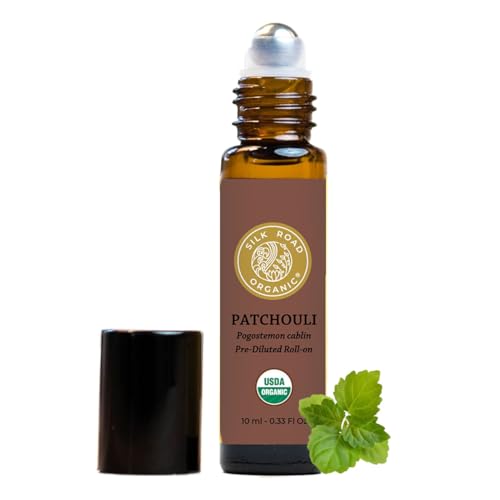 Silk Road Organic Patchouli Essential Oil Roll-On - USDA Certified, Calming Aroma - 10ml