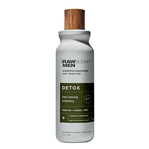 Men's 2-in-1 Shampoo & Conditioner - Detox Cleansing, Hydrating Charcoal & Jojoba - 18 fl oz