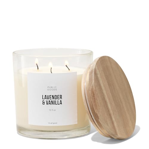 Public Goods Scented Candle - Calming Lavender & Vanilla, Non-Toxic Soy Wax - 12.3oz Jar