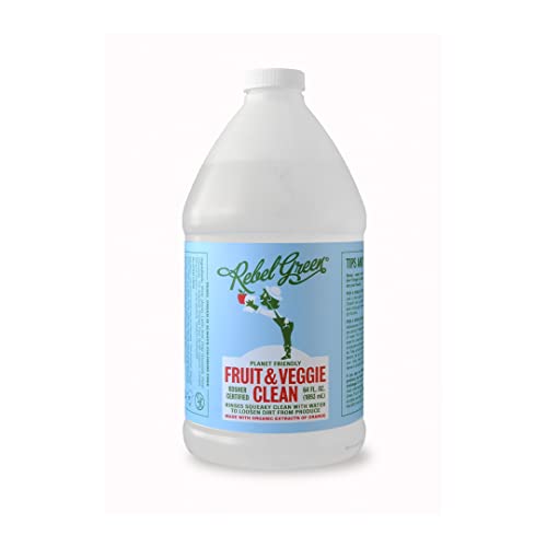 Rebel Green Fruit & Veggie Wash - Natural Ingredients, Zero Aftertaste - 64oz Refill Bottle