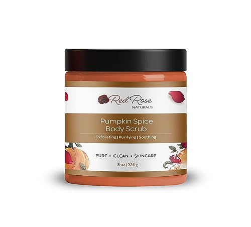 Red Rose Naturals Pumpkin Spice Body Scrub - Nourishing, Gentle Exfoliation, Vegan - 8oz
