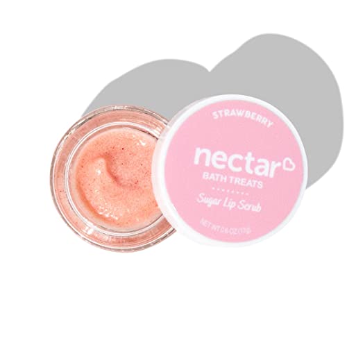 Nectar Bath Treats Lip Scrub - Gentle Exfoliation, Nourishing Oils, Strawberry - 0.6oz