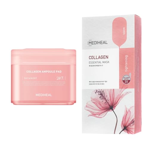 MEDIHEAL Collagen Boost Face Mask Set - Firms Fine Lines, Revitalizes Aging Skin - 10 Pads