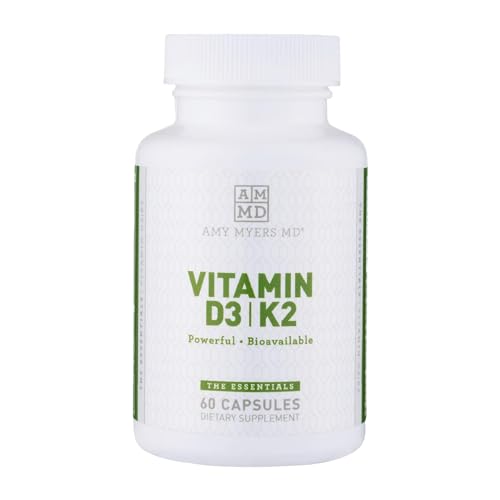 Amy Myers MD Vitamin D3 K2 Dietary Supplement - Supports Immune, Bone & Heart Health - 60 Caps