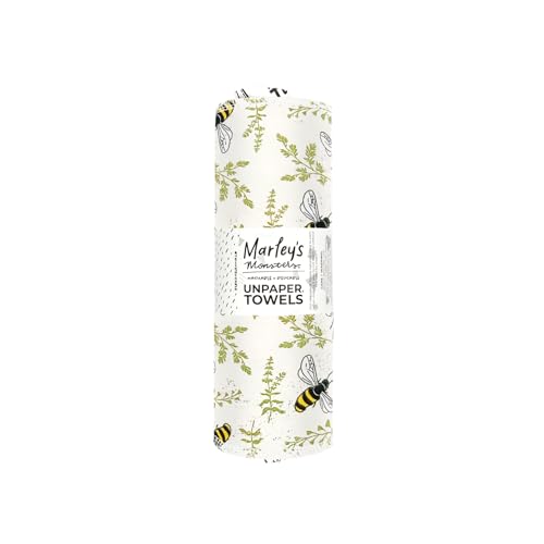 Marley's Monsters UNpaper Towels - Reusable, Durable Cotton, High Absorbency - 24 Count Roll