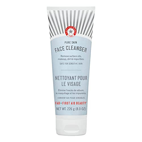 First Aid Beauty Pure Skin Face Cleanser - Antioxidant-Rich, pH-Balanced, 8 oz.