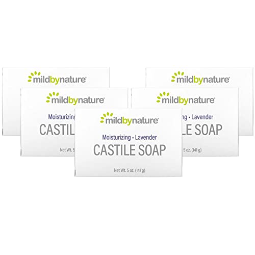 Mild By Nature Lavender Castile Bar Soap Set - Moisturizing, Gentle Lather - 5 Pack, 5oz Each