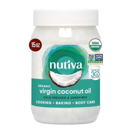 Nutiva Organic Coconut Oil - Nutrient-Rich, Non-GMO, Ideal for Hair & Skin - 15 Fl Oz