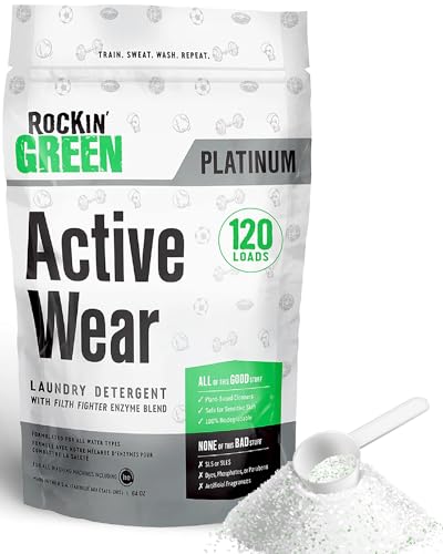Rockin' Green Laundry Detergent - Plant-Based Odor Fighter, Hypoallergenic, Unscented - 120 Loads