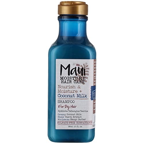 Maui Moisture Shampoo - Nourishing Coconut Milk for Dry Hair, Sulfate-Free - 13oz (2 Pack)