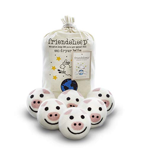 Friendsheep Wool Dryer Balls - Hypoallergenic, Organic, Reusable, Baby Safe - 6 XL Balls