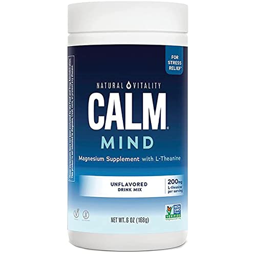 NATURAL VITALITY Calm Mind Supplement - Vegan, Gluten Free, No Sugar - 6 oz Unflavored