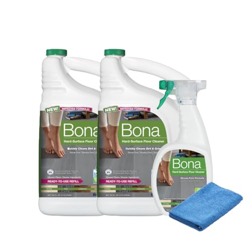 Plexon Floor Cleaner Bundle - Streak-Free, Plant-Based, Biodegradable - 36oz + 160oz Refill