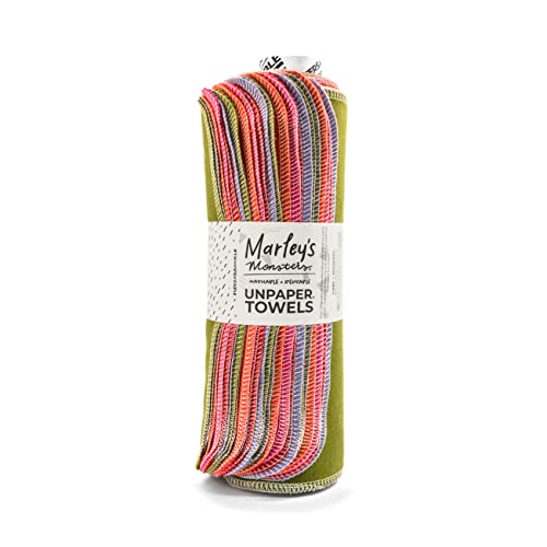 Marley's Monsters UNpaper Towels - Reusable Cotton, Superior Absorbency, 24 Count - Volcano