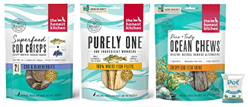 The Honest Kitchen Superfood Cod Treats - High Protein, Non-GMO, All Natural - 3oz, 2.75oz, 10ct