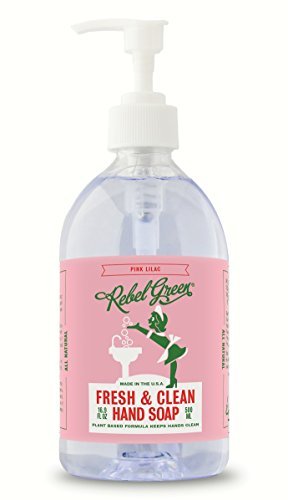 Rebel Green Hand Soap - Natural Moisturizing with Aloe, Pink Lilac Scent - 4 Pack, 16oz Each