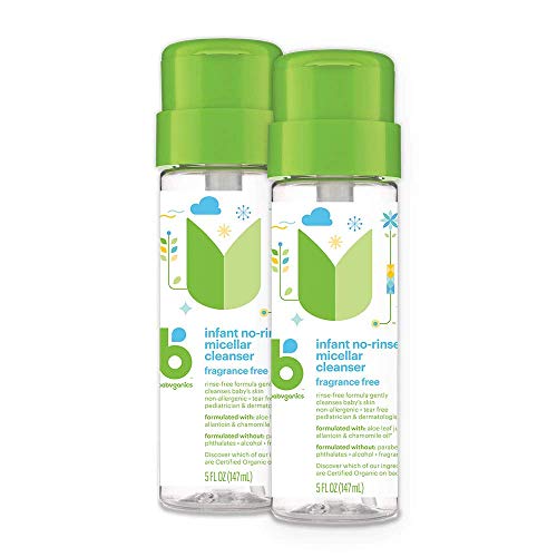Babyganics No-Rinse Micellar Cleanser - Gentle, Tear-Free, Non-Allergenic - 5 Fl Oz (Pack of 2)