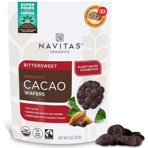 Navitas Organics Cacao Wafers - Rich Flavor, Organic & Fairtrade, Gluten-Free - 8oz