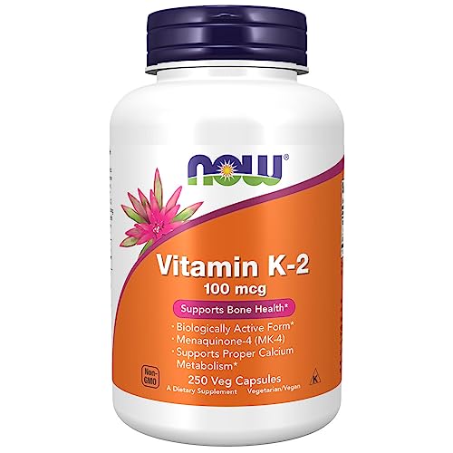 NOW Foods Vitamin K-2 Supplement - Supports Bone Health & Calcium Metabolism - 250 Veg Capsules