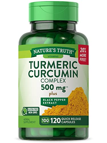 Nature's Truth Turmeric Curcumin 500mg - Herbal Support with Black Pepper, Non-GMO - 120 Capsules