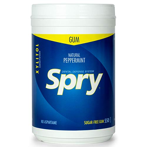 Spry Peppermint Chewing Gum - Dental Defense, Moisturizes Mouth, Sugar-Free - 550 Count, Pack of 3