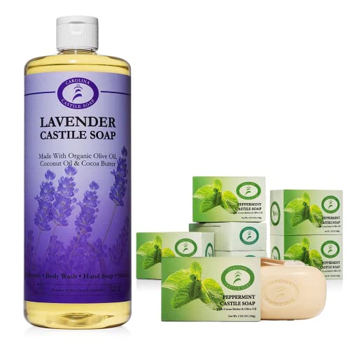 Carolina Castile Body Wash - Hydrating Olive Oil & Organic Peppermint - 6oz Bars