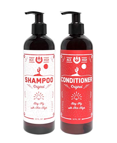 Ace High Men's Shampoo & Conditioner Set - Deep Cleaning, Nourishing Oils, 2 x 12oz
