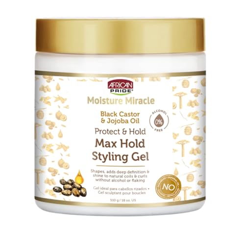 African Pride Hair Gel - Moisturizing Hold with Black Castor & Jojoba Oil - 18 fl oz (2 Pack)