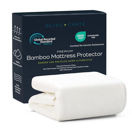 Olive + Crate Waterproof Mattress Protector - Cooling, Hypoallergenic & Washable - Queen Size 90x102
