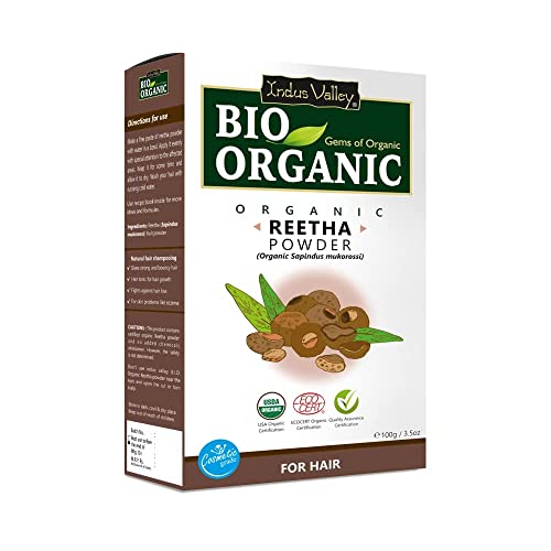 Indus Valley BIO Organic Reetha Powder - Reduces Dandruff, Promotes Hair Growth - 100g