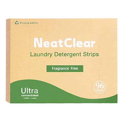 NeatClear Laundry Detergent Sheets - Fragrance-Free, Plant-Based, Biodegradable Packaging - 96 Loads