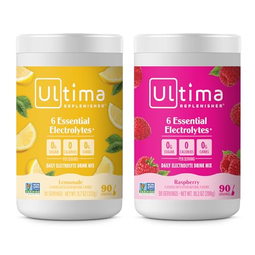 Ultima Replenisher Hydration Powder - 6 Key Electrolytes, Sugar-Free, Keto Friendly - 90 Servings