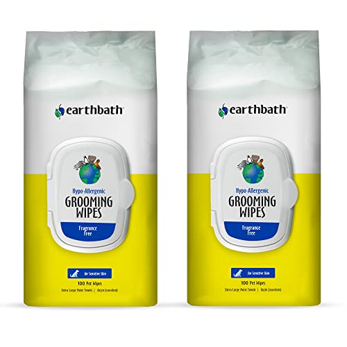 earthbath Hypo-Allergenic Pet Wipes - Moisturizing, Cruelty-Free, Fragrance-Free - 100 Count