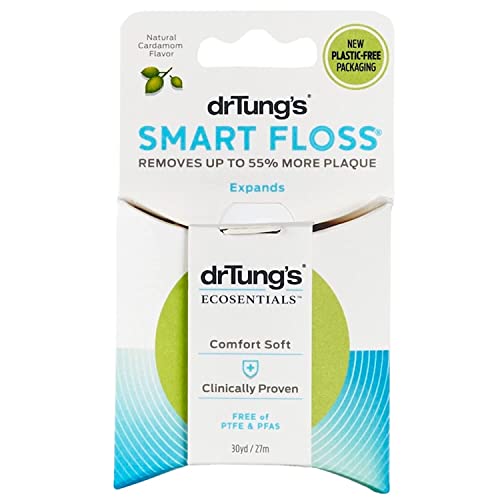 DrTung's Smart Floss - Expanding, Gentle on Gums, Cardamom Flavor - BPA & PTFE Free, 1 Pack