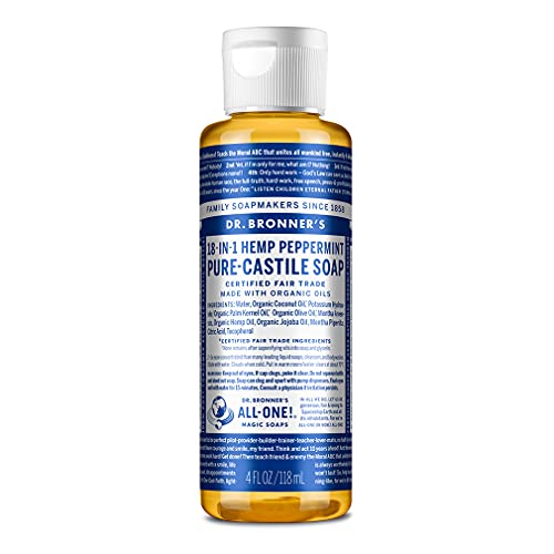 Dr. Bronner's Body Soap - Organic & Fair Trade, Multi-Purpose Uses - Peppermint, 4 oz
