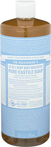 Dr. Bronner's Pure Castile Soap - 18-in-1 Uses, Organic Oils, Gentle for Sensitive Skin - 32oz