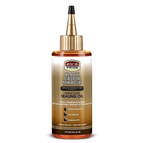 African Pride Hair Oil - Locks in Moisture, Nourishes Scalp, Black Castor/Tea Tree - 6 oz