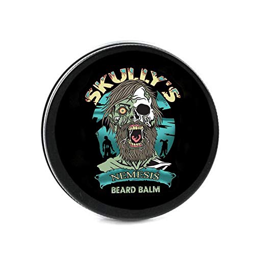 Skully's Beard Balm - Tames Flyaways, Locks in Moisture, Leather Cedar Amber Scent - 2oz
