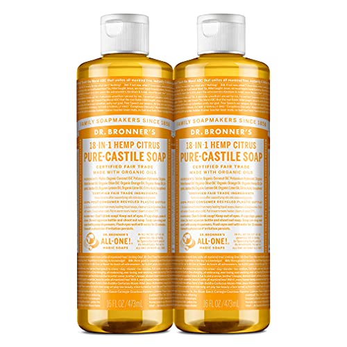 Dr. Bronner's Body Soap - Organic & Fair Trade, Vegan, 18-in-1 Uses - Citrus, 16oz, 2-Pack