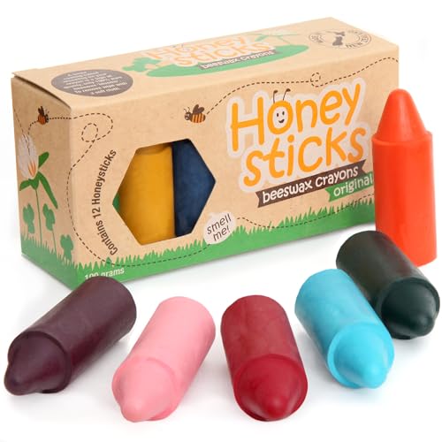 Honeysticks Beeswax Crayons - Non-Toxic, Safe for Babies, Handmade in New Zealand - 12 Colors