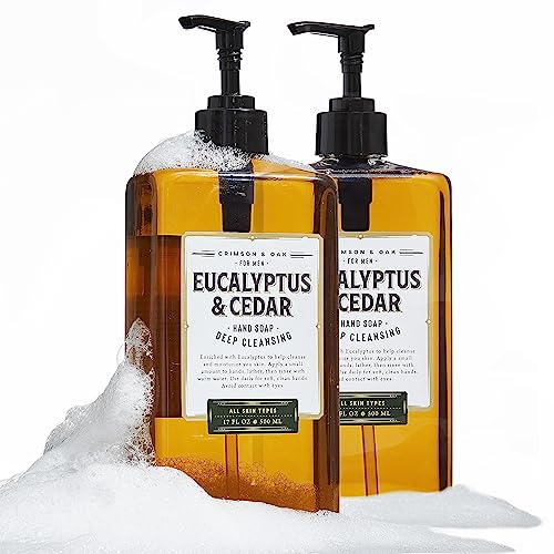 Crimson & Oak Men's Hand Soap - Deep Cleansing, Eucalyptus & Cedar Scent, 17 Fl Oz (Pack of 2)