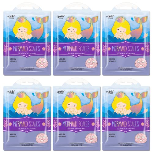 Epielle Face Masks - Hydrating Mermaid Scales, Vegan & Cruelty-Free - 6 Pack