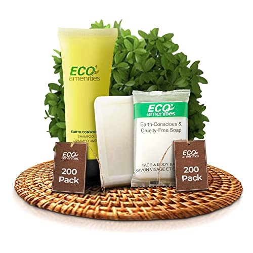 ECO Amenities Travel Size Toiletries - Natural Green Tea Scent, Biodegradable Packaging - 200 Pack
