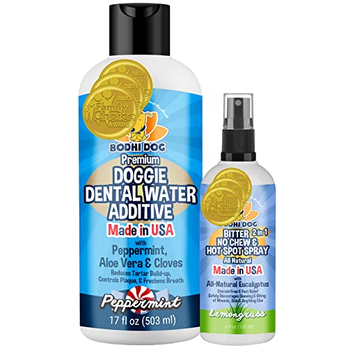 Bodhi Dog Dental Care Bundle - Deter Chewing & Freshen Breath, 4oz No Chew + 17oz Water Additive