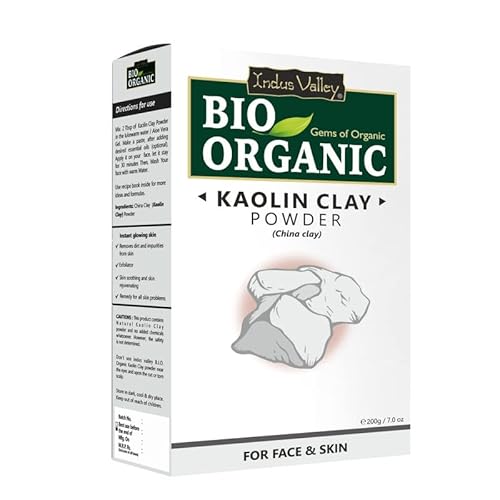 INDUS VALLEY Kaolin Face Mask Powder - Lightens Tan, Deep Cleanses & Detoxifies - 200g