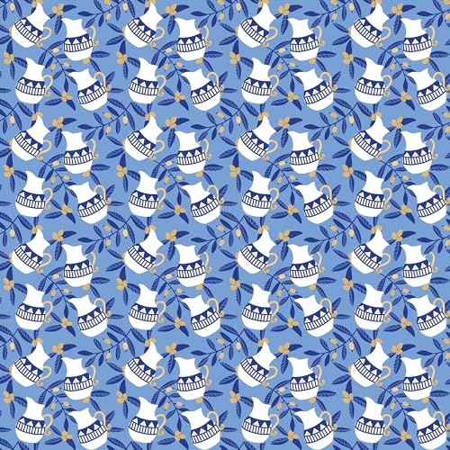 Waterleaf Paper Co. Dissolvable Gift Wrap - 100% Plant-Based, Hanukkah Design - 6 Sq Ft
