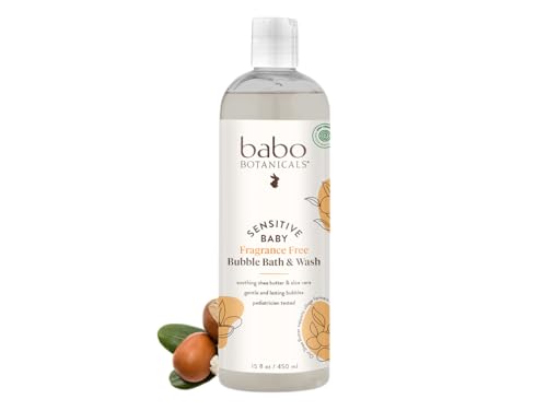 Babo Botanicals Baby Bubble Bath & Wash - Nourishing Aloe & Shea Butter, EWG Verified - 8oz