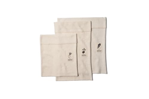 VEJIBAG Produce Bags - Organic Cotton Vegetable Crisper, Plastic-Free, 3 Sizes Included