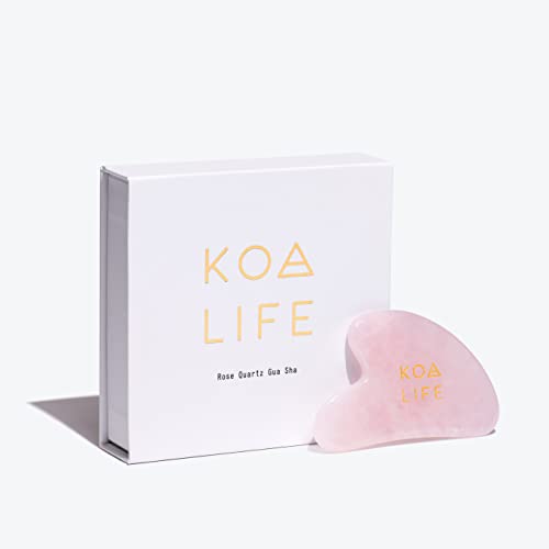 KOA LIFE Rose Quartz Gua Sha - Lymphatic Drainage & Youthful Skin, Boosts Absorption - 4in