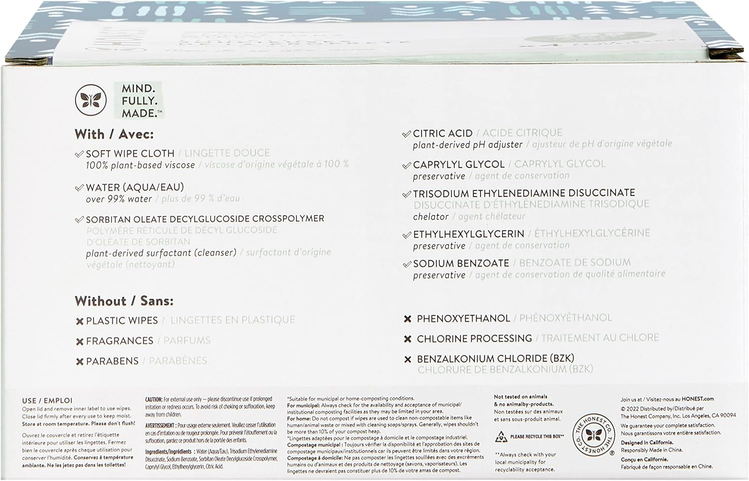 Clean Conscious Unscented Wipes | over 99% Water, Compostable, Plant-Based, Baby Wipes | Hypoallergenic for Sensitive Skin, EWG Verified | Balance Blues, 288 Count